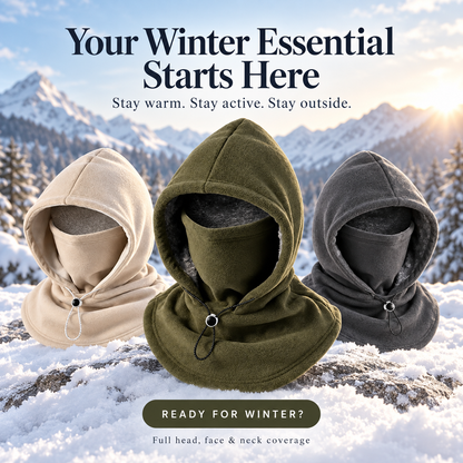 ❄️ 53% OFF! 🧣 3-in-1 Winter Fleece Hooded Neck Warmer – Stay Warm from Head to Neck! 🔥